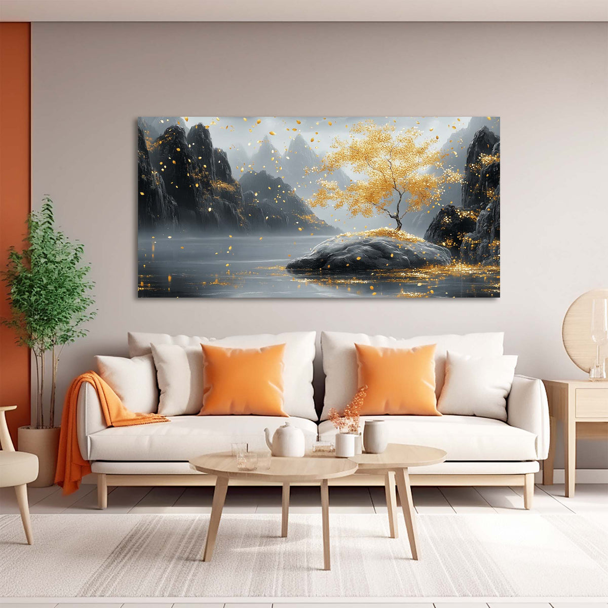Gold Fantasy Nature Wall Art Canvas Painting Prints Artwor Office Bedroom Living Room Decor