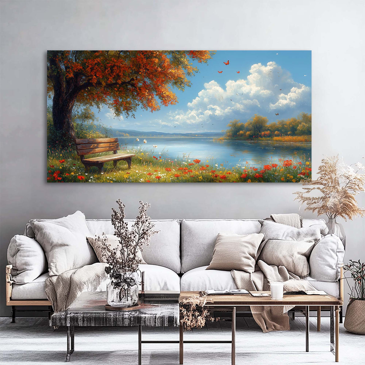 Navy Blue Pretty Floral Wall Art Art Deco Painting Prints Canvas Artwork Living Room Family Bedroom Office Decor