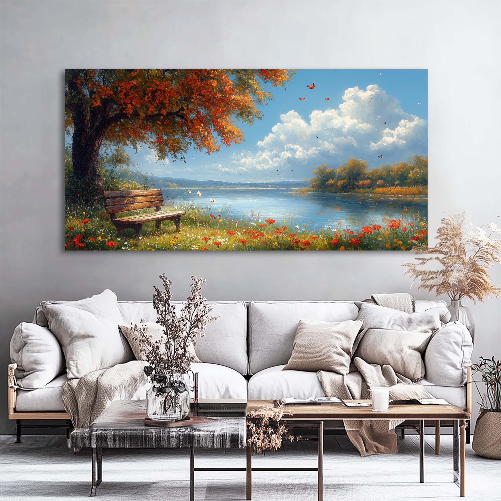 Navy Blue Pretty Floral Wall Art Art Deco Painting Prints Canvas Artwork Living Room Family Bedroom Office Decor