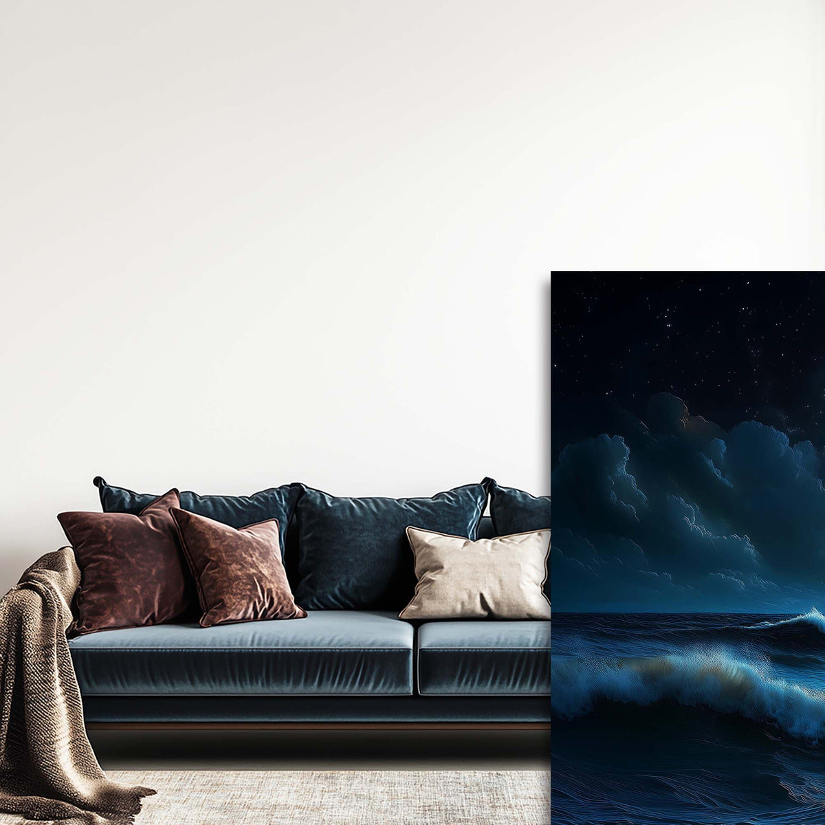Navy Blue Nature Wall Art Paintings Print Canvas Painting Prints Modern Artwork Office Living Room Over the Couch Bedroom Decor