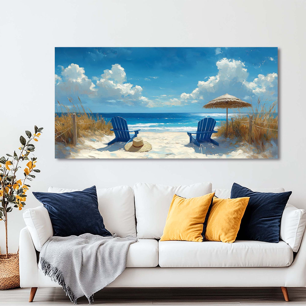 Navy Blue Nature Wall Art Paintings Print Canvas Painting Prints Modern Artwork Office Living Room Over the Couch Bedroom Decor