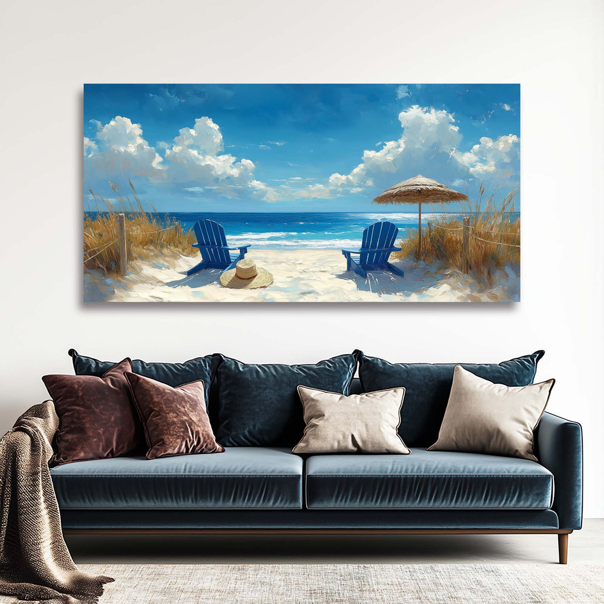 Navy Blue Nature Wall Art Paintings Print Canvas Painting Prints Modern Artwork Office Living Room Over the Couch Bedroom Decor