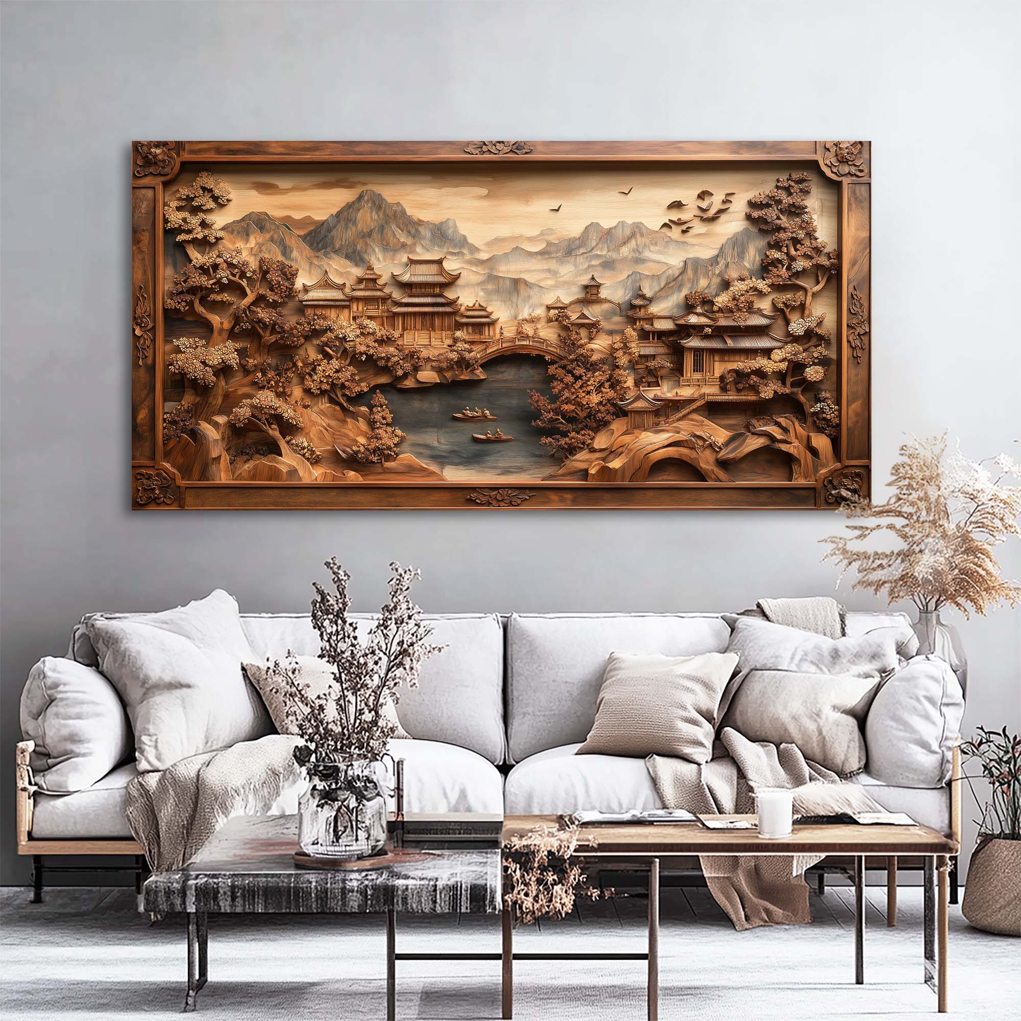 Navy Blue Nature Wall Art for Living Room Canvas Painting Prints Art Deco Artwork Office Bedroom Decor
