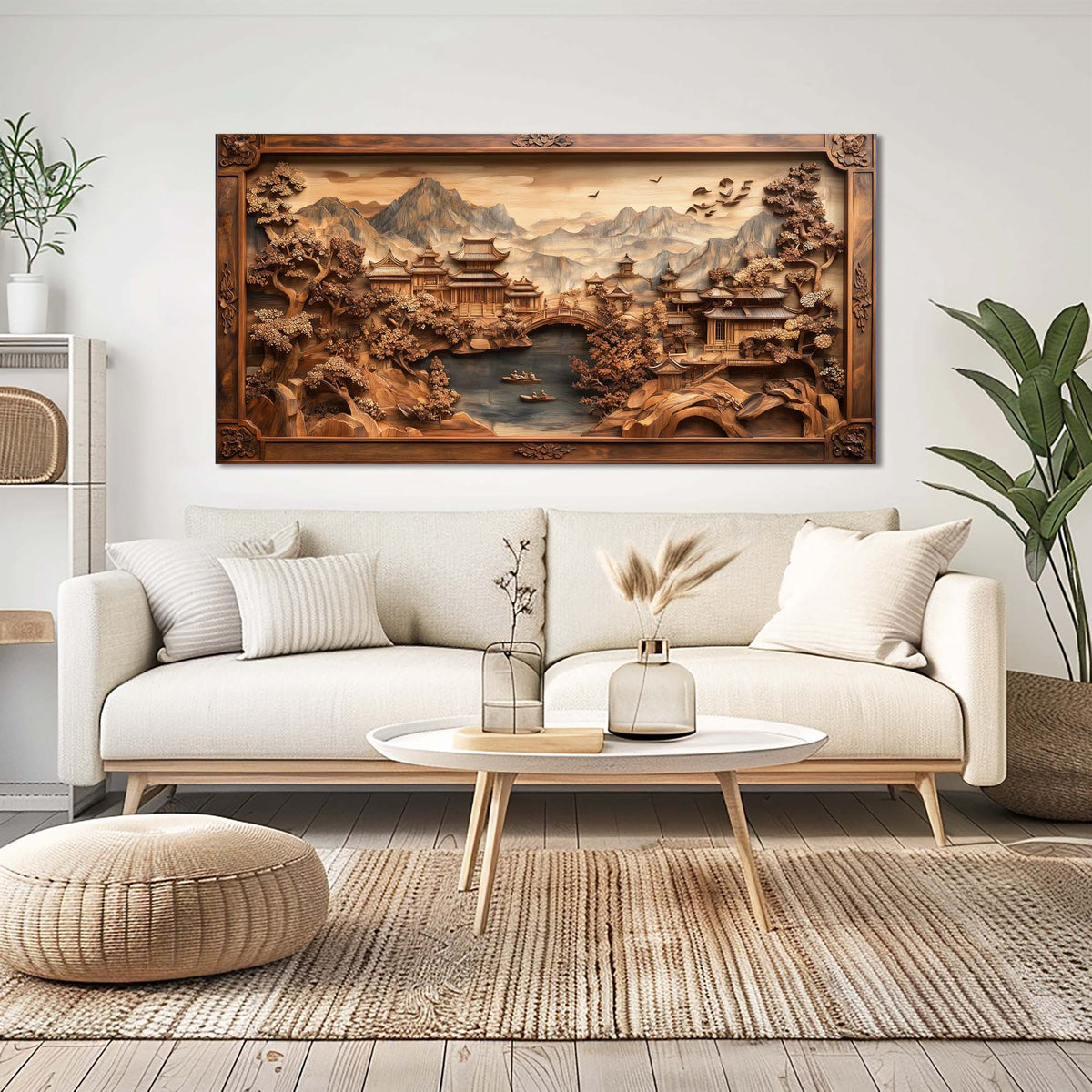 Navy Blue Nature Wall Art for Living Room Canvas Painting Prints Art Deco Artwork Office Bedroom Decor
