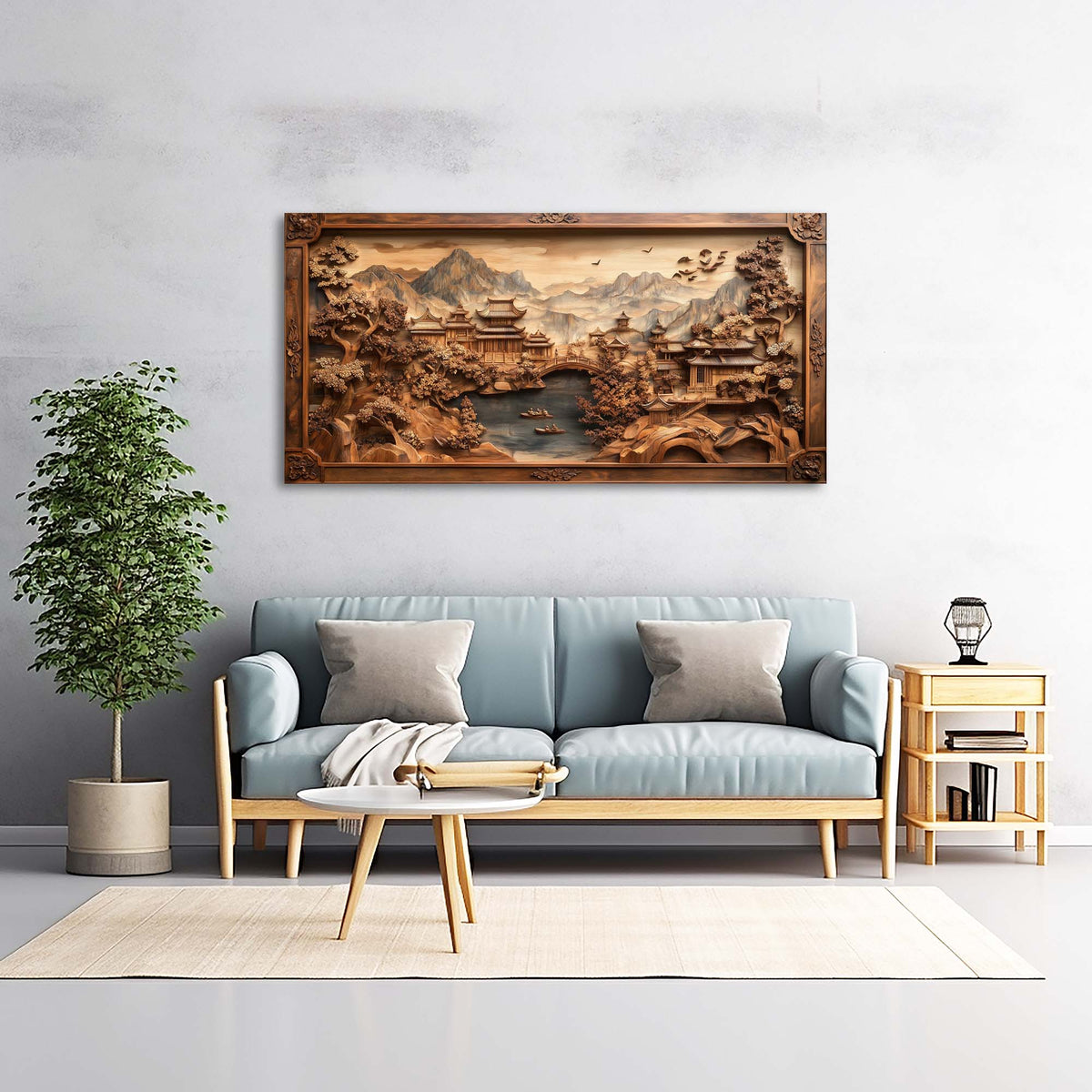 Navy Blue Nature Wall Art for Living Room Canvas Painting Prints Art Deco Artwork Office Bedroom Decor