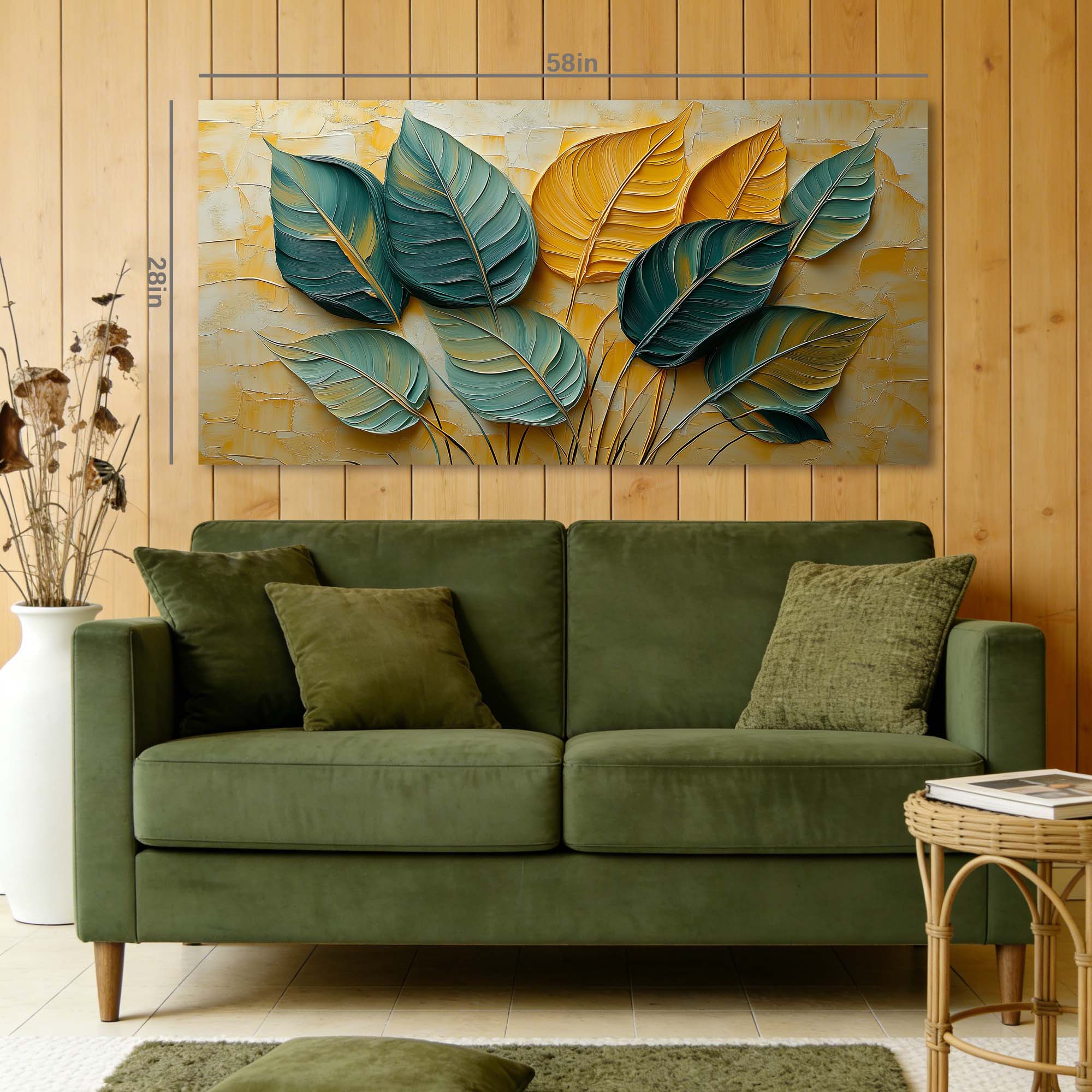 Yellow Teal Floral Wall Art Canvas Painting Prints Artwor Office Bedroom Living Room Decor
