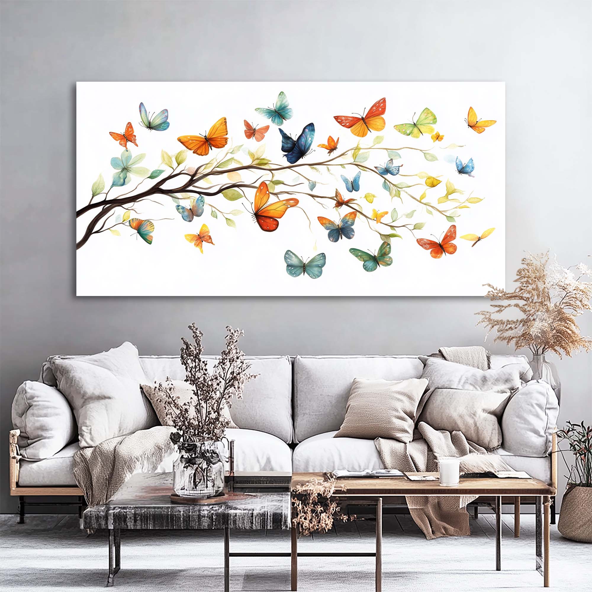 Orange Pretty Floral Wall Art Modern Canvas Painting Prints Artwork Office Hallway Bedroom Living Room Decor