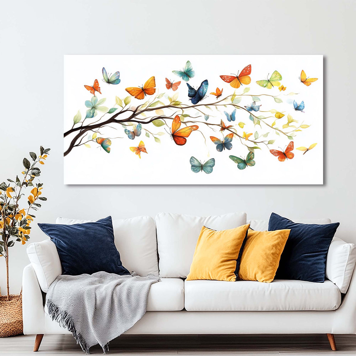 Orange Pretty Floral Wall Art Modern Canvas Painting Prints Artwork Office Hallway Bedroom Living Room Decor