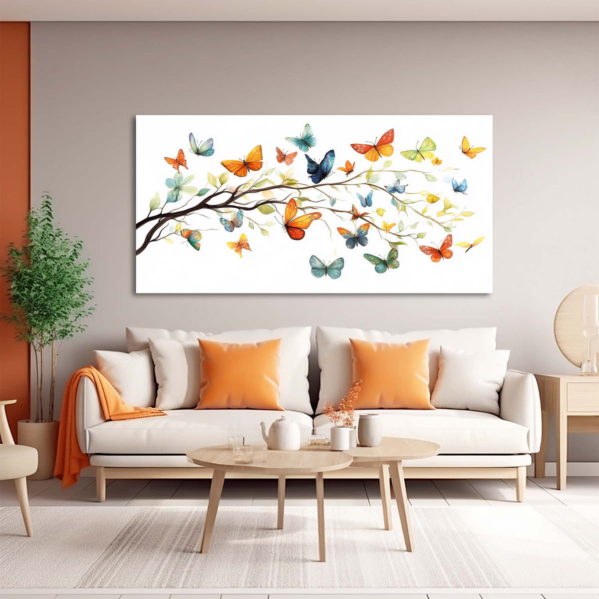 Orange Pretty Floral Wall Art Modern Canvas Painting Prints Artwork Office Hallway Bedroom Living Room Decor