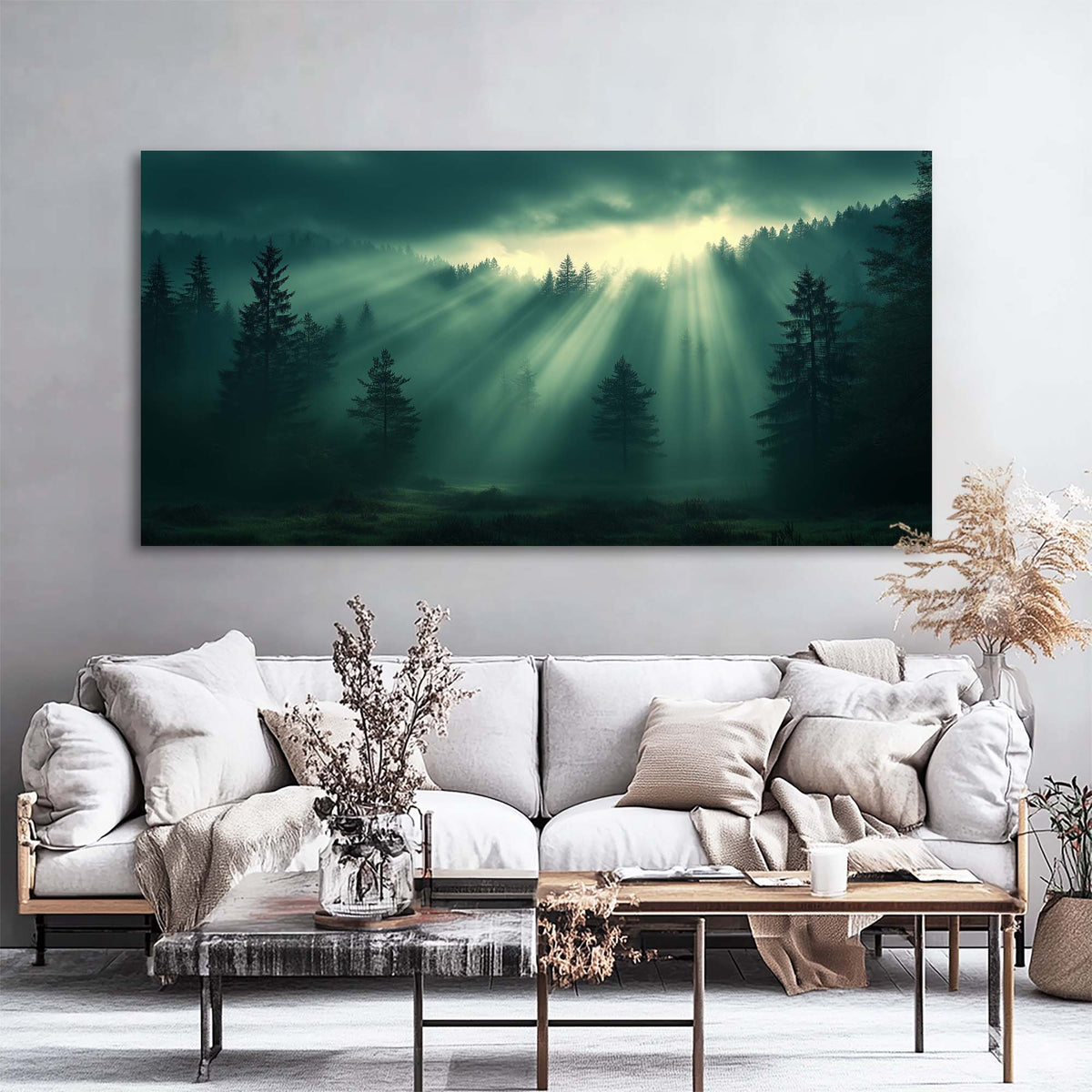 Navy Blue Mysterious Nature Wall Art for Living Room Canvas Painting Prints Artwork Family Bedroom Office Decor