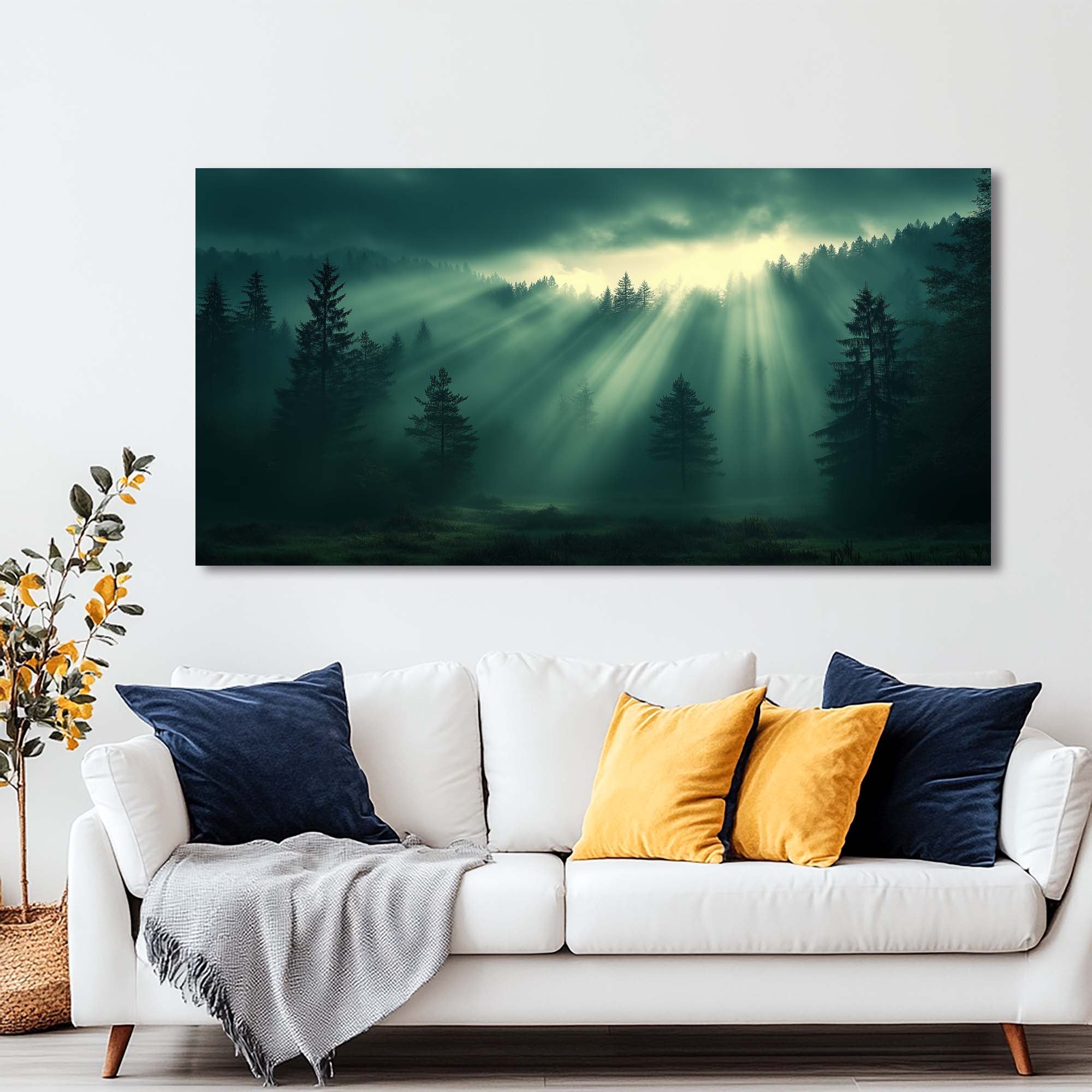Navy Blue Mysterious Nature Wall Art for Living Room Canvas Painting Prints Artwork Family Bedroom Office Decor
