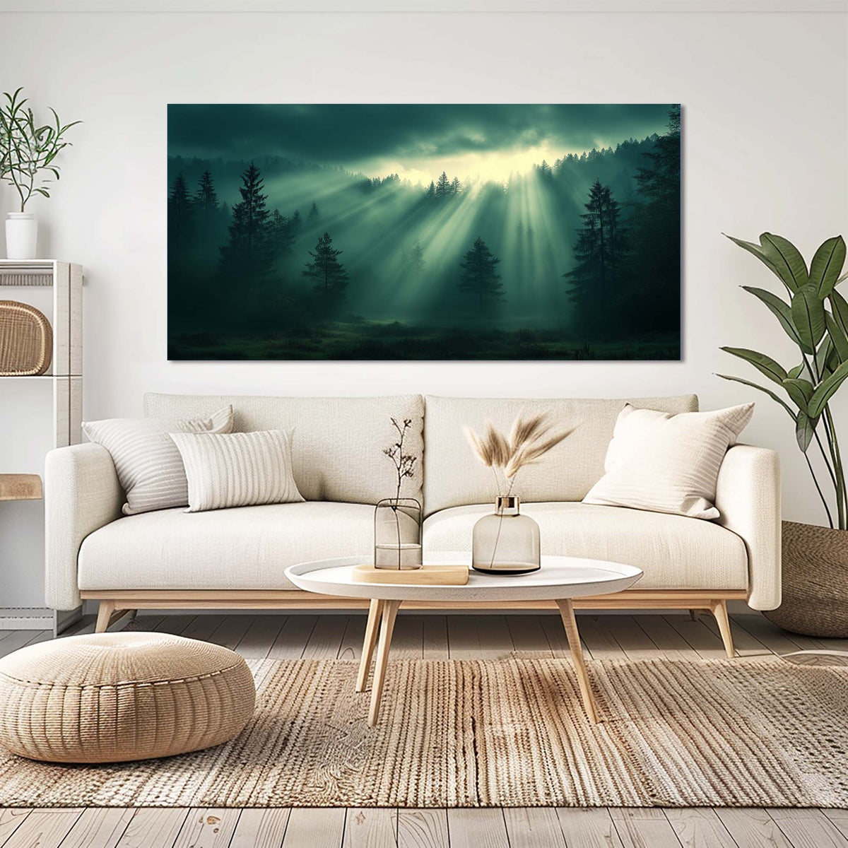 Navy Blue Mysterious Nature Wall Art for Living Room Canvas Painting Prints Artwork Family Bedroom Office Decor