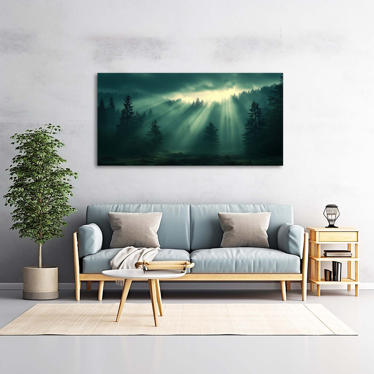 Navy Blue Mysterious Nature Wall Art for Living Room Canvas Painting Prints Artwork Family Bedroom Office Decor