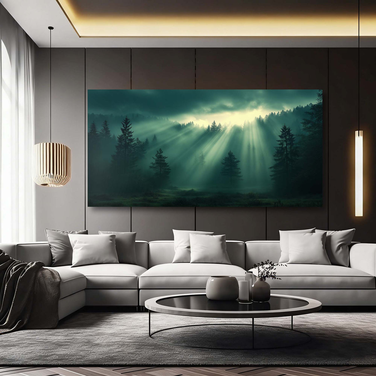Navy Blue Mysterious Nature Wall Art for Living Room Canvas Painting Prints Artwork Family Bedroom Office Decor