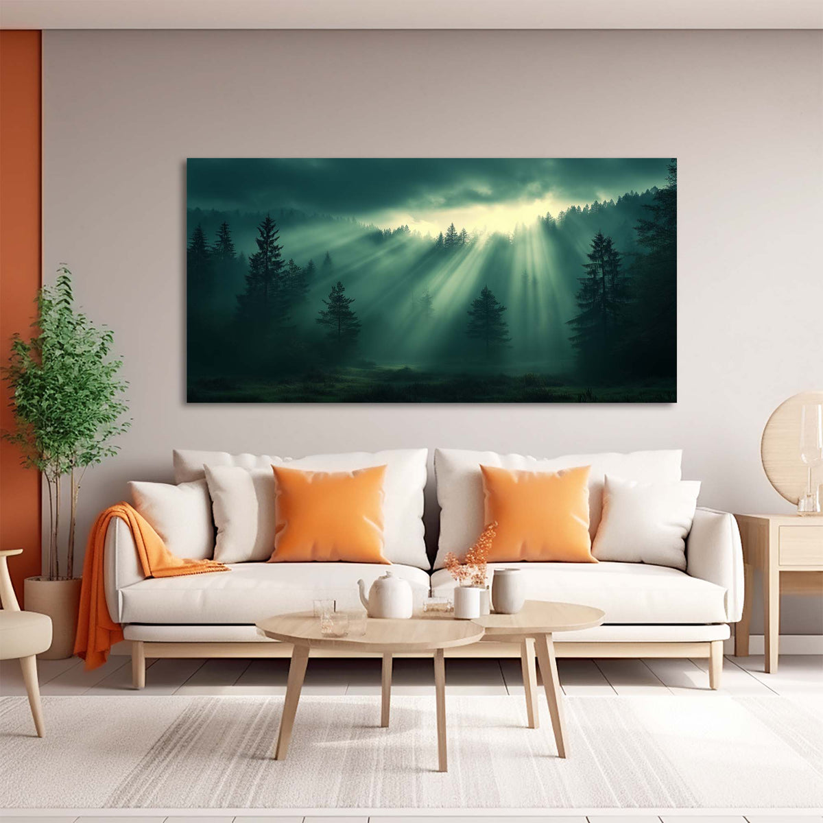 Navy Blue Mysterious Nature Wall Art for Living Room Canvas Painting Prints Artwork Family Bedroom Office Decor