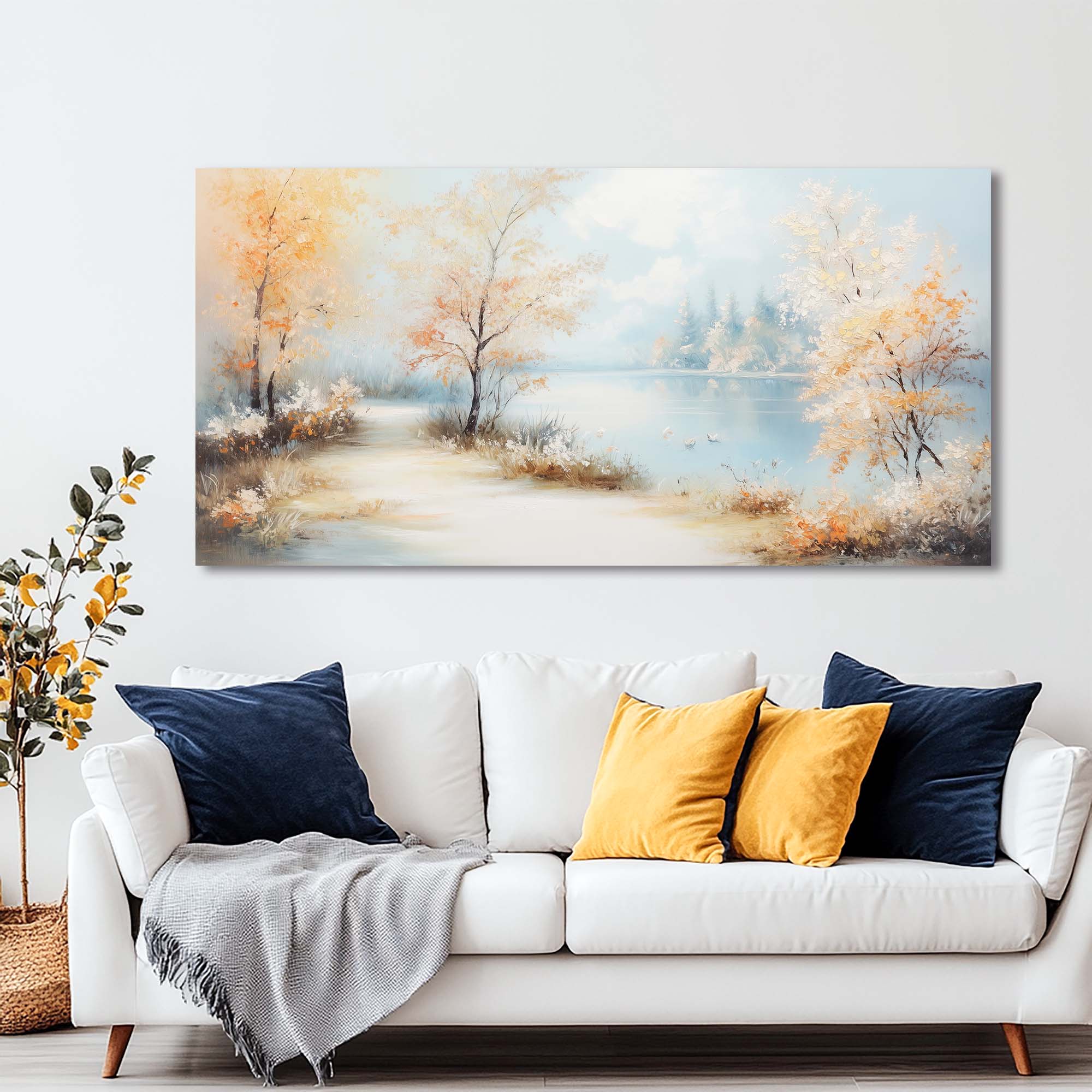 Navy Blue Nature Wall Art Paintings Print Canvas Painting Prints Modern Artwork Office Living Room Over the Couch Bedroom Decor