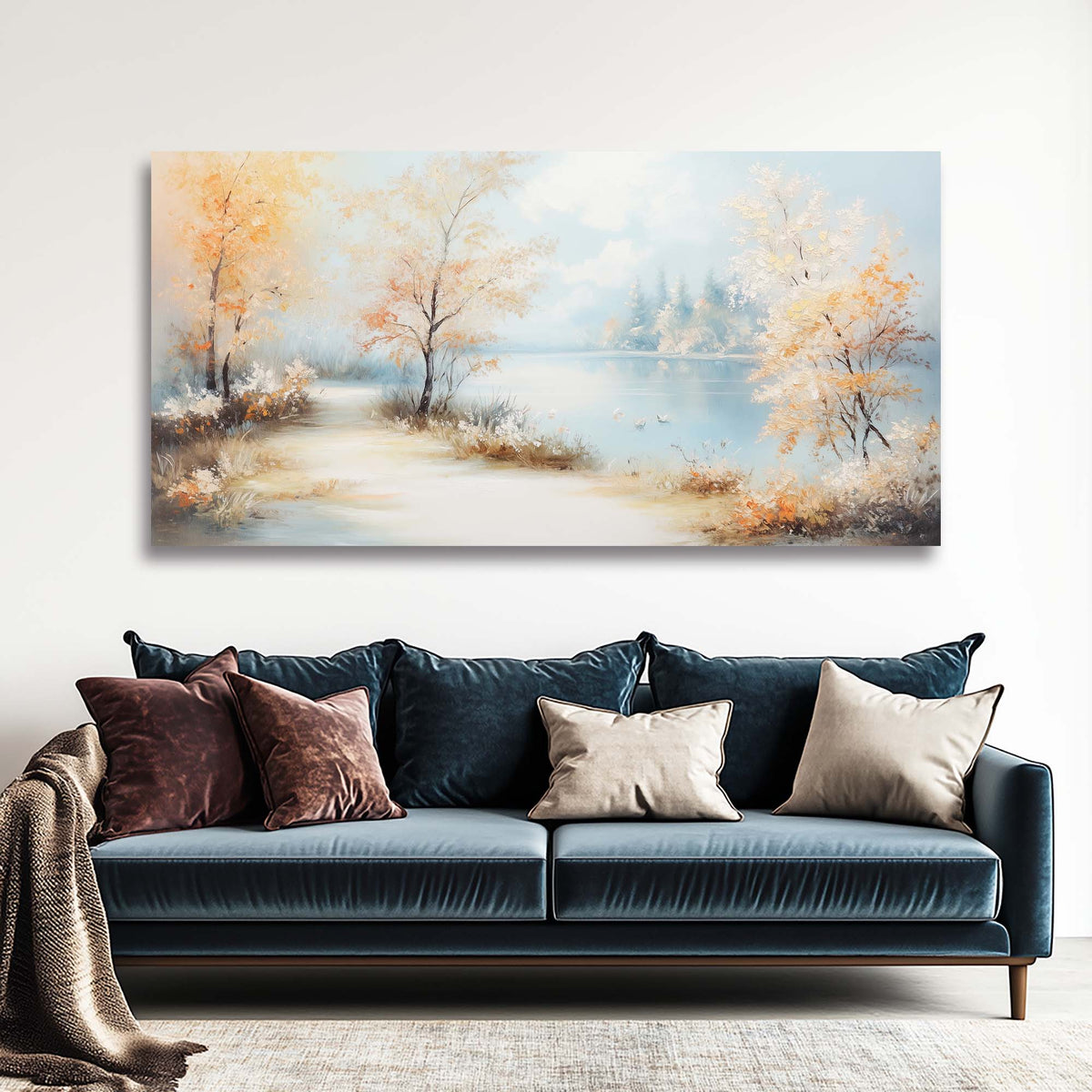 Navy Blue Nature Wall Art Paintings Print Canvas Painting Prints Modern Artwork Office Living Room Over the Couch Bedroom Decor