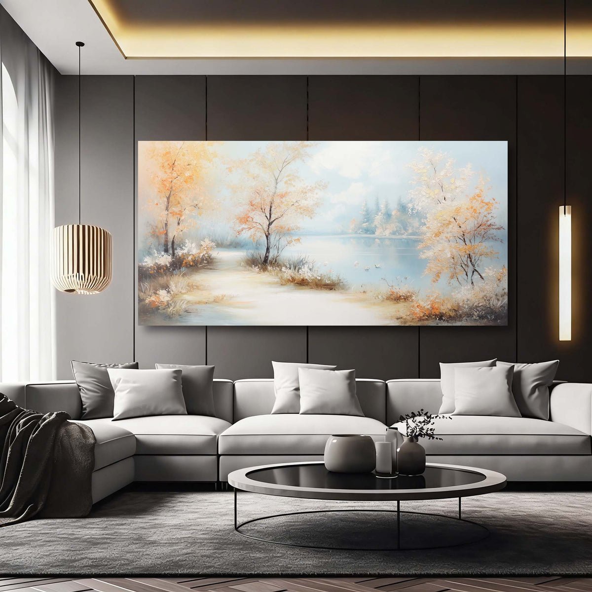 Navy Blue Nature Wall Art Paintings Print Canvas Painting Prints Modern Artwork Office Living Room Over the Couch Bedroom Decor