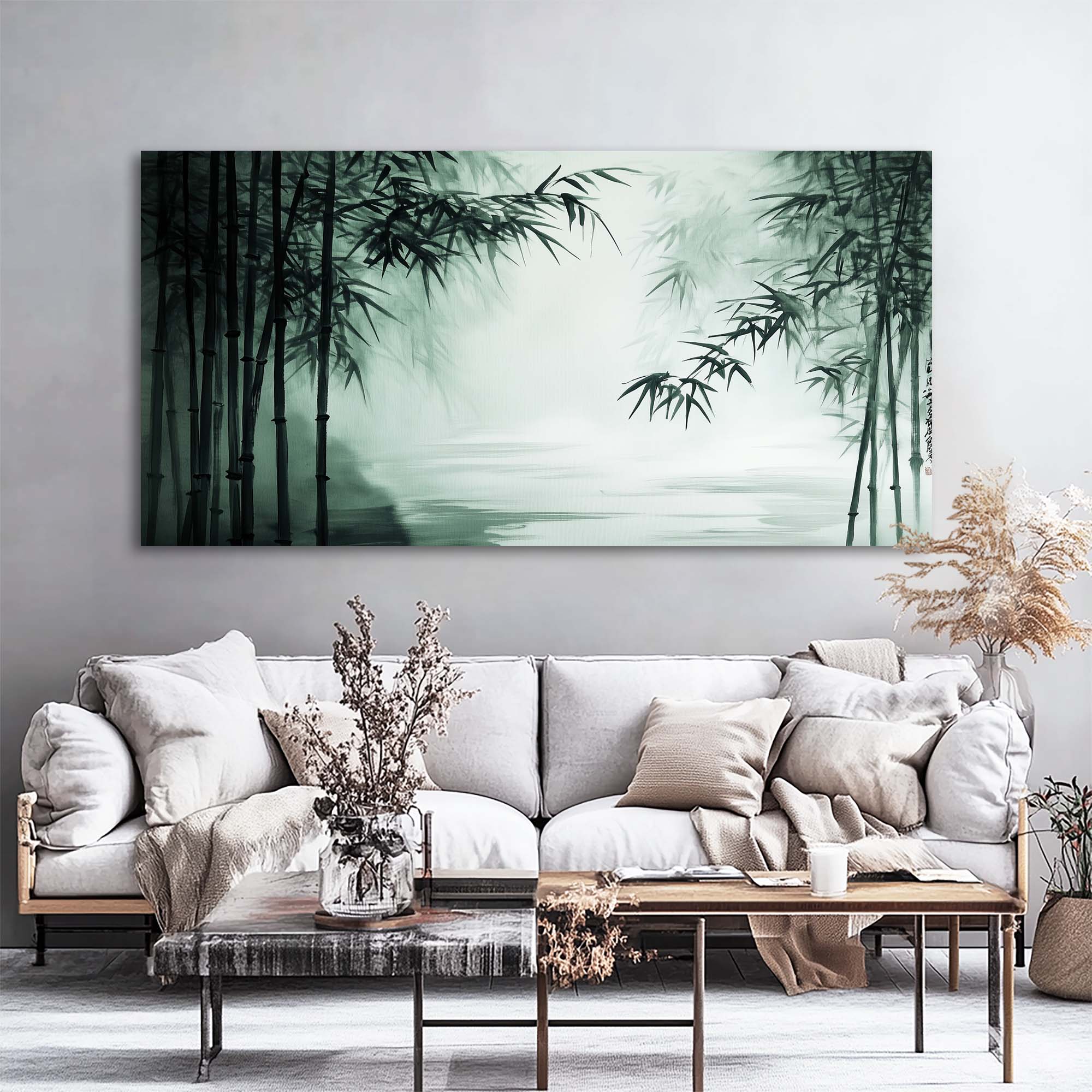 Navy Blue Asian Nature Wall Art Modern Canvas Painting Prints Artwork Office Hallway Bedroom Living Room Decor