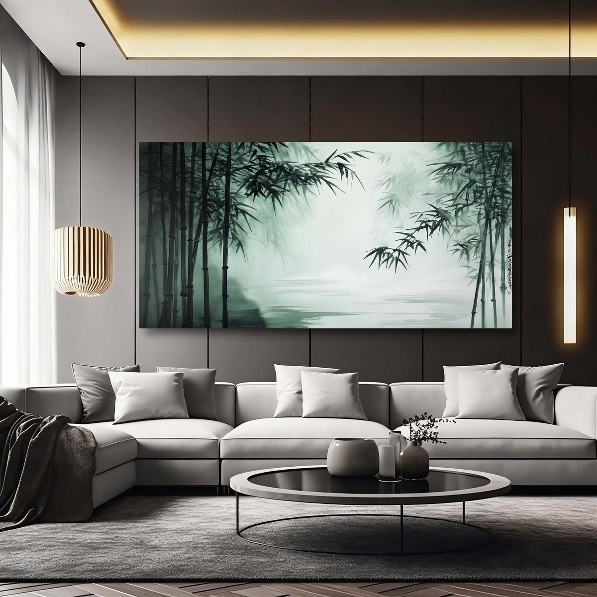 Navy Blue Asian Nature Wall Art Modern Canvas Painting Prints Artwork Office Hallway Bedroom Living Room Decor