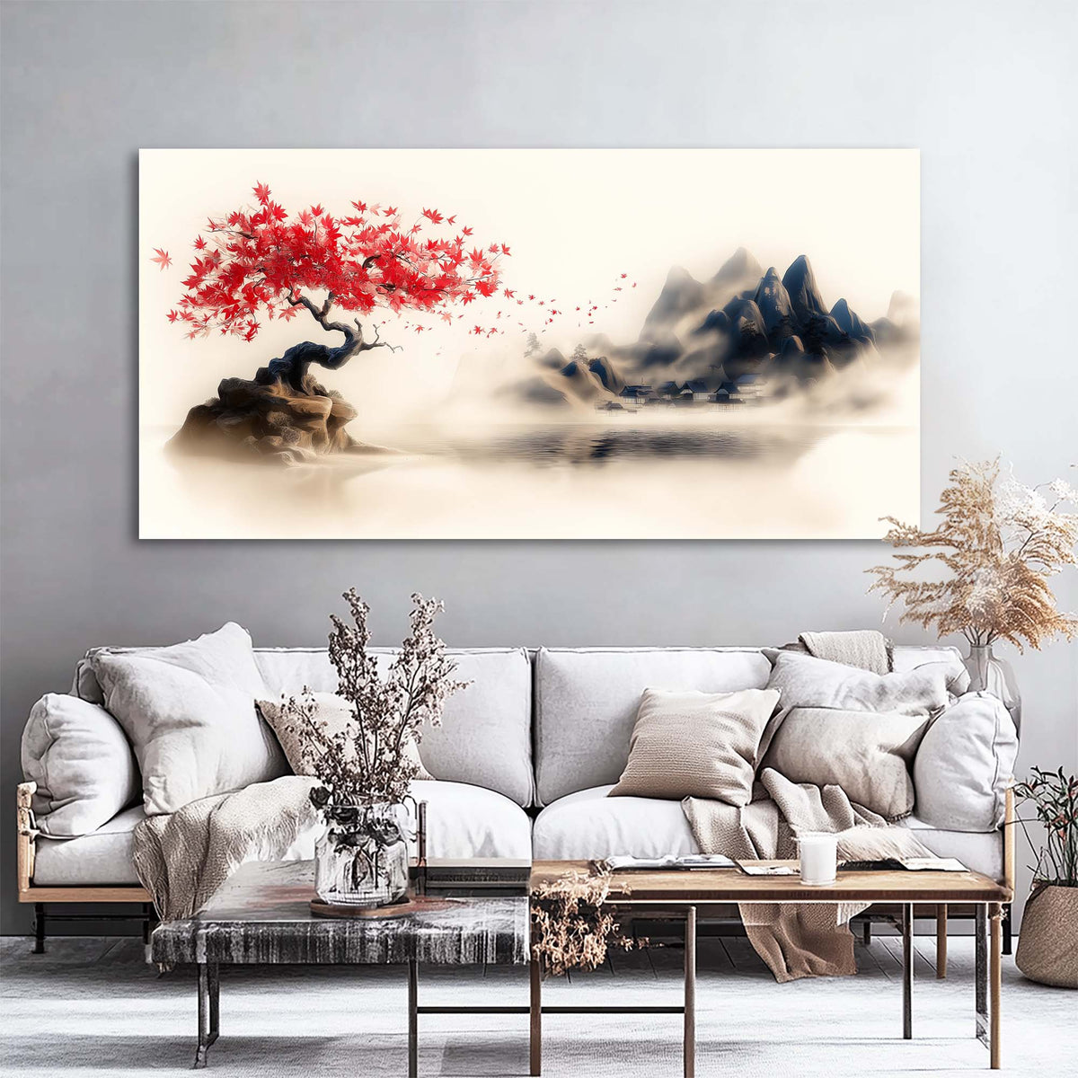 White Oriental Nature Wall Art Art Deco Painting Prints Canvas Artwork Living Room Family Bedroom Office Decor