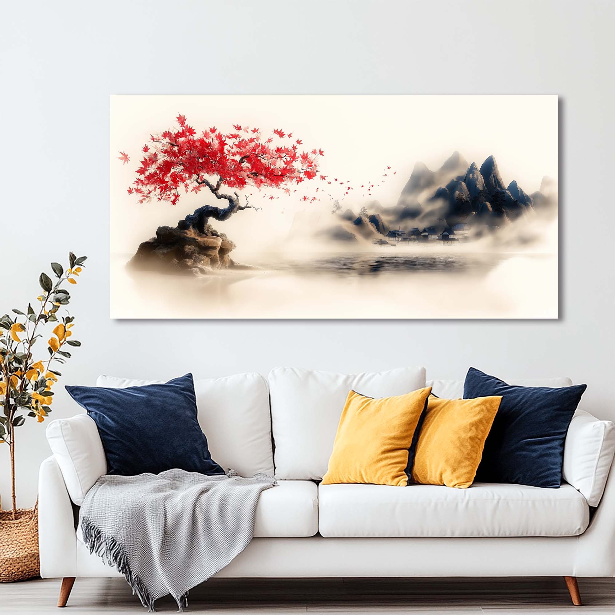 White Oriental Nature Wall Art Art Deco Painting Prints Canvas Artwork Living Room Family Bedroom Office Decor