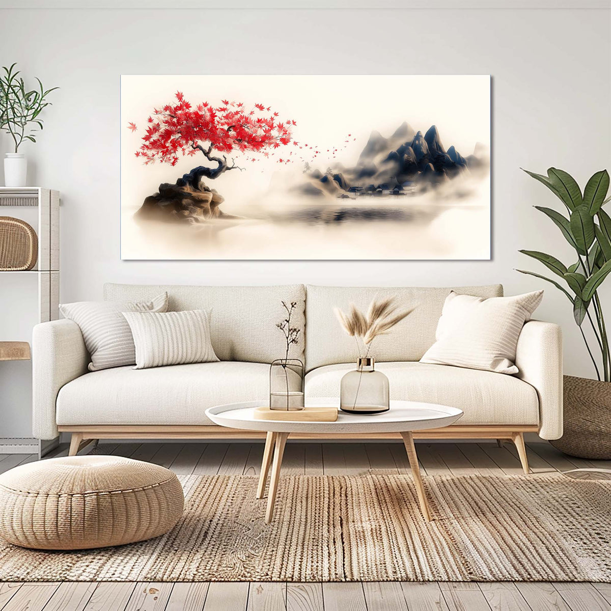 White Oriental Nature Wall Art Art Deco Painting Prints Canvas Artwork Living Room Family Bedroom Office Decor