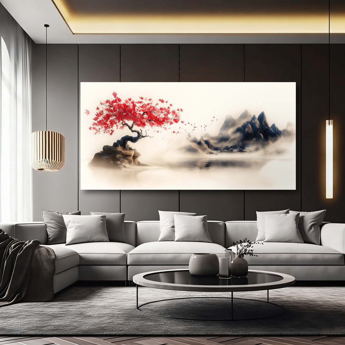 White Oriental Nature Wall Art Art Deco Painting Prints Canvas Artwork Living Room Family Bedroom Office Decor