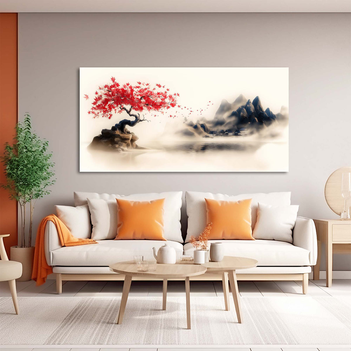 White Oriental Nature Wall Art Art Deco Painting Prints Canvas Artwork Living Room Family Bedroom Office Decor