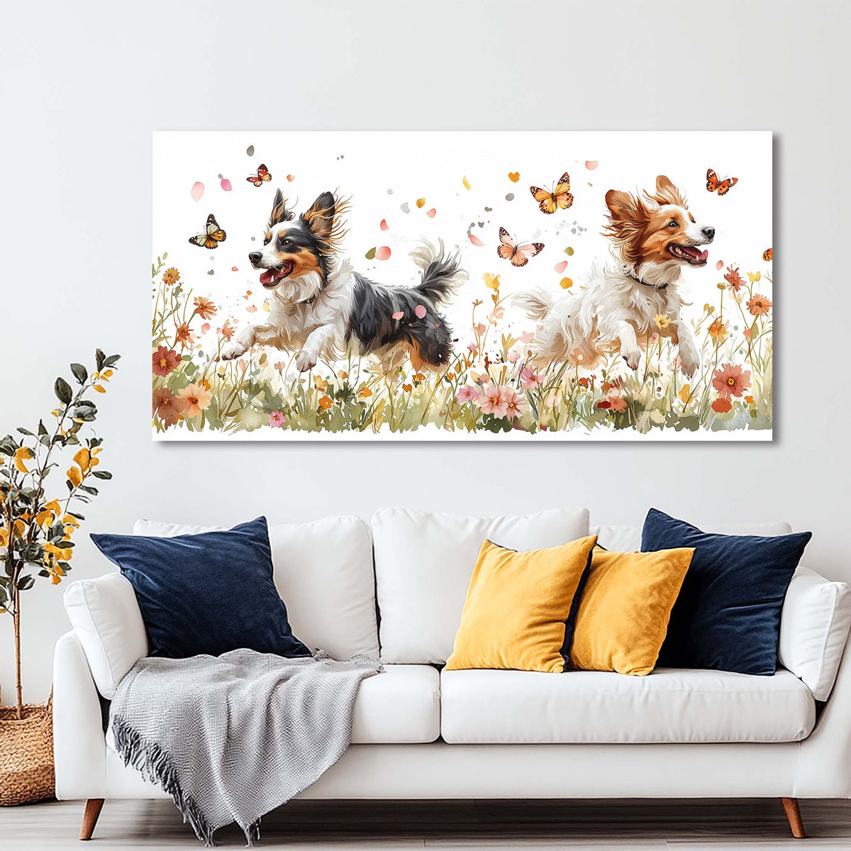 Navy Blue Pretty Floral Wall Art Art Deco Painting Prints Canvas Artwork Living Room Family Bedroom Office Decor