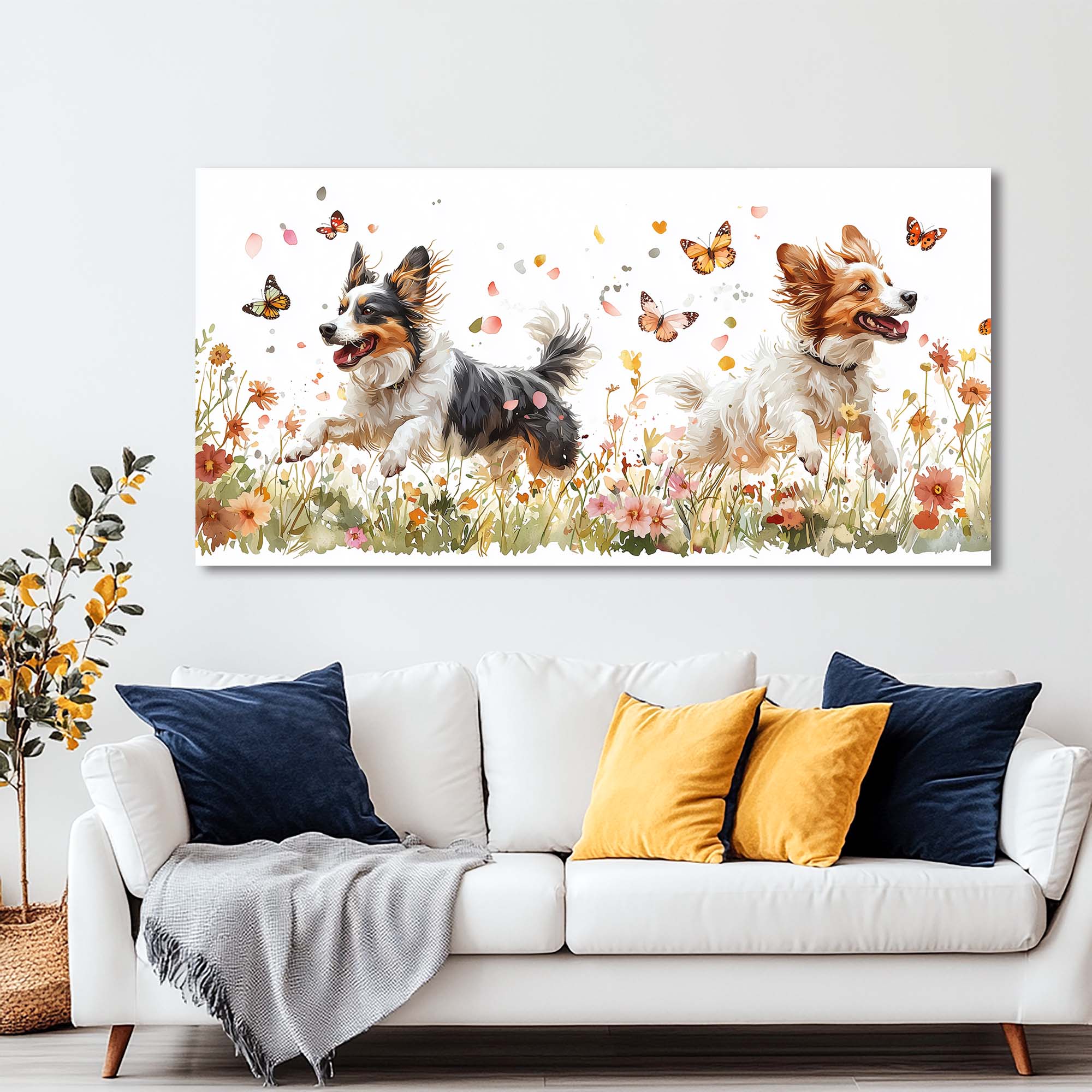 Navy Blue Pretty Floral Wall Art Art Deco Painting Prints Canvas Artwork Living Room Family Bedroom Office Decor