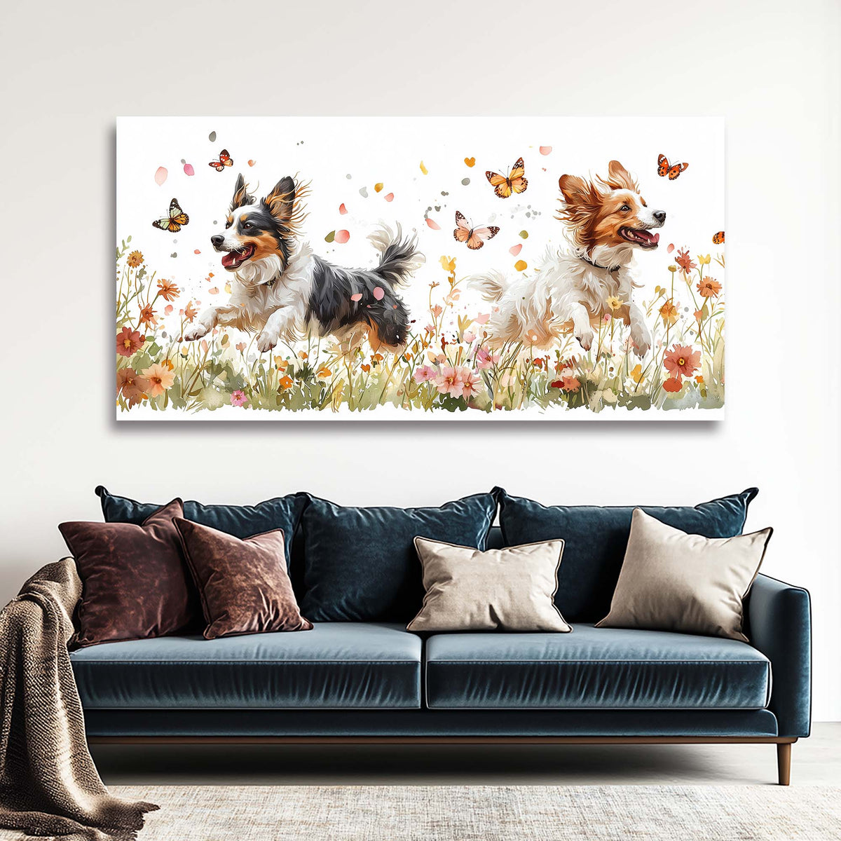 Navy Blue Pretty Floral Wall Art Art Deco Painting Prints Canvas Artwork Living Room Family Bedroom Office Decor