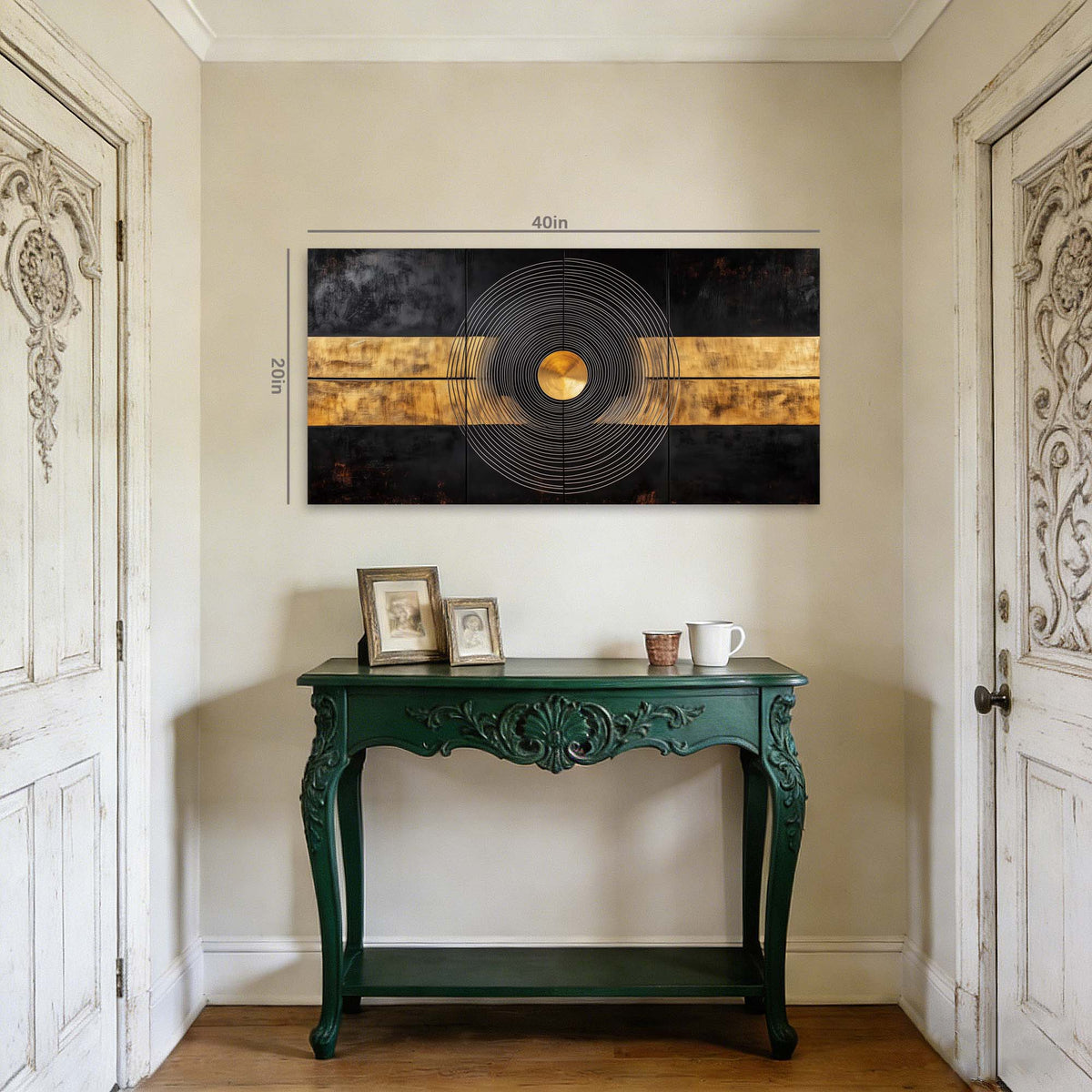 Navy Blue Abstract Canvas Wall Art for Living Room