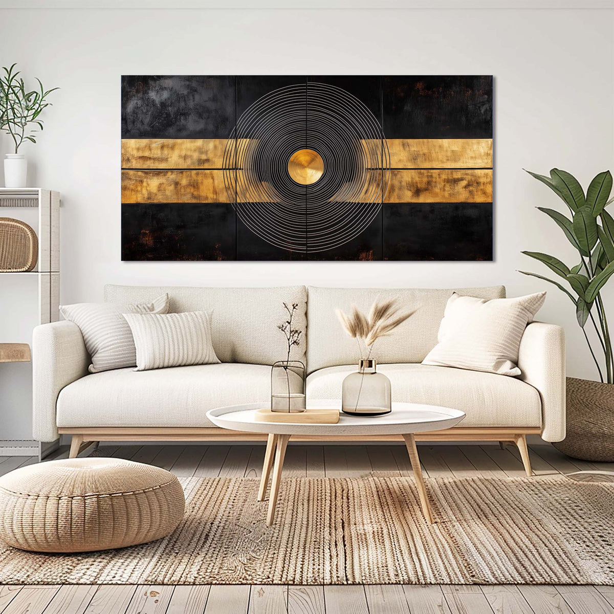 Navy Blue Abstract Canvas Wall Art for Living Room