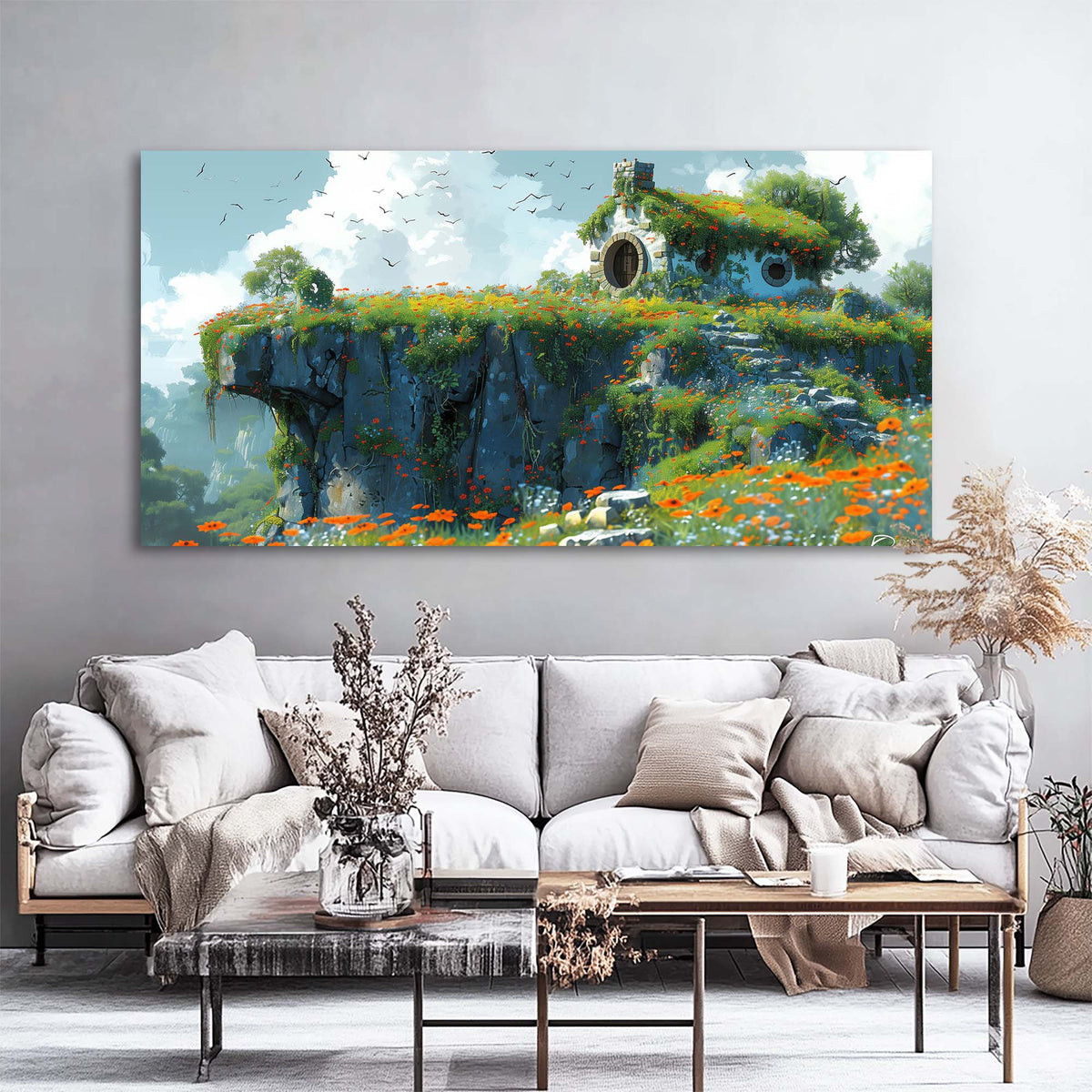 Orange Fantasy Fairytale Canvas Wall Art