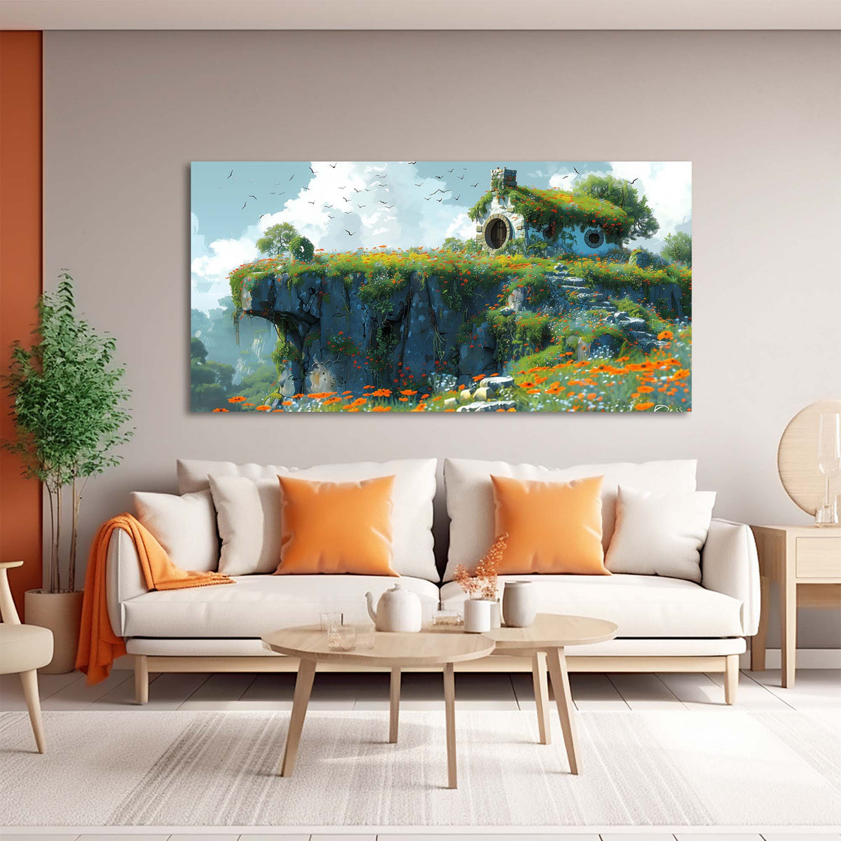 Orange Fantasy Fairytale Canvas Wall Art