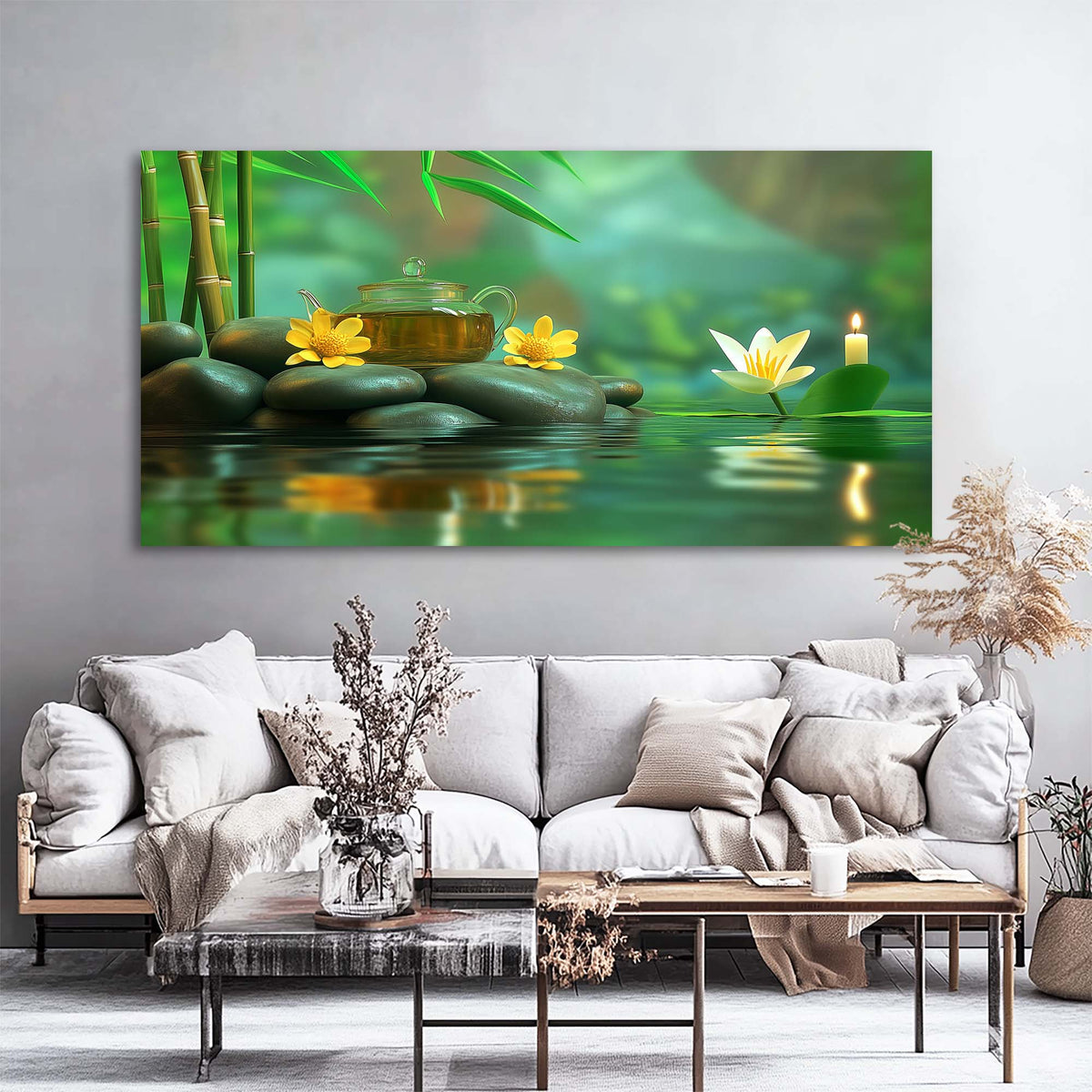 Red Zen Floral Wall Art for Living Room Canvas Painting Prints Artwork Family Bedroom Office Decor