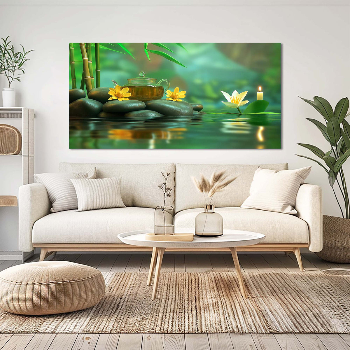 Red Zen Floral Wall Art for Living Room Canvas Painting Prints Artwork Family Bedroom Office Decor