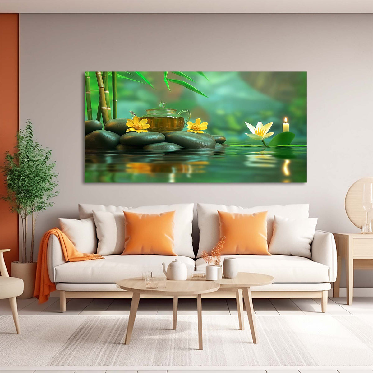 Red Zen Floral Wall Art for Living Room Canvas Painting Prints Artwork Family Bedroom Office Decor