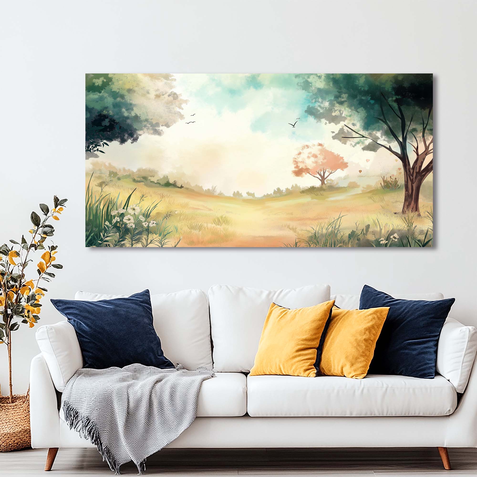Navy Blue Pretty Nature Wall Art for Living Room Canvas Painting Prints Artwork Family Bedroom Office Decor