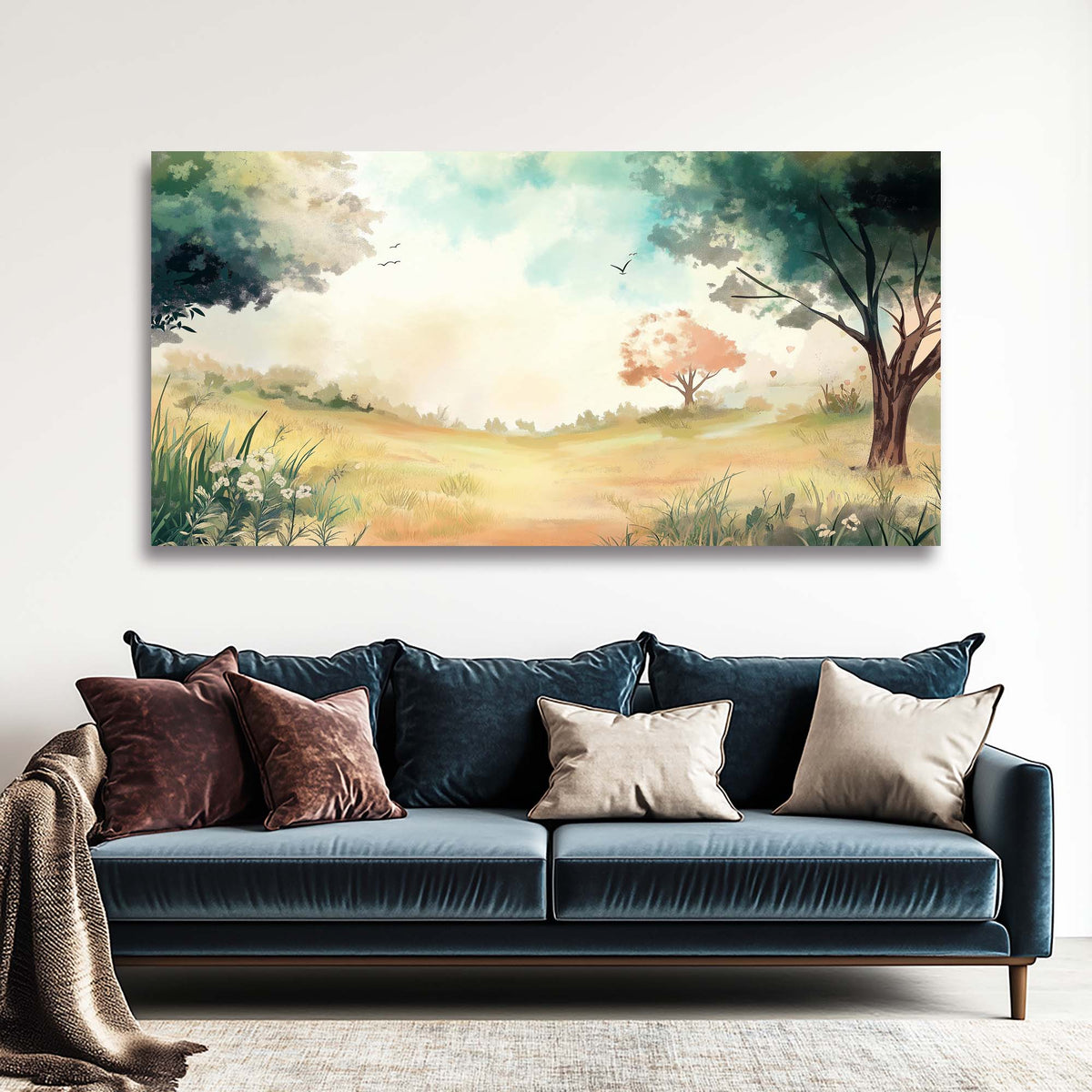 Navy Blue Pretty Nature Wall Art for Living Room Canvas Painting Prints Artwork Family Bedroom Office Decor
