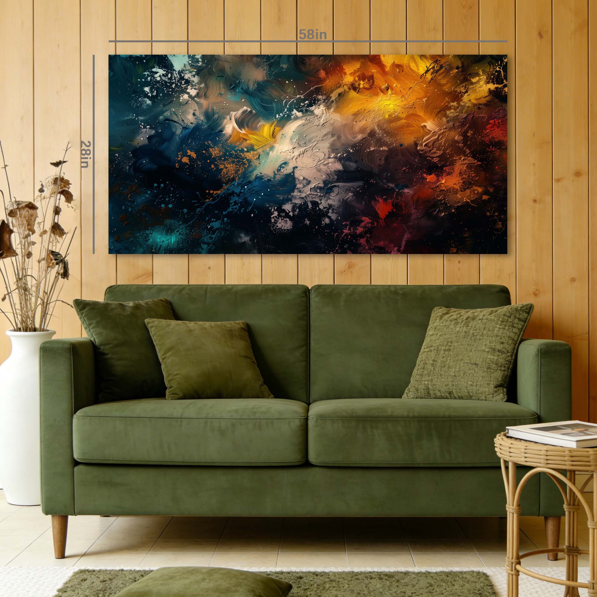 Navy Blue Abstract Wall Art for Living Room Canvas Painting Prints Art Deco Artwork Office Bedroom Decor
