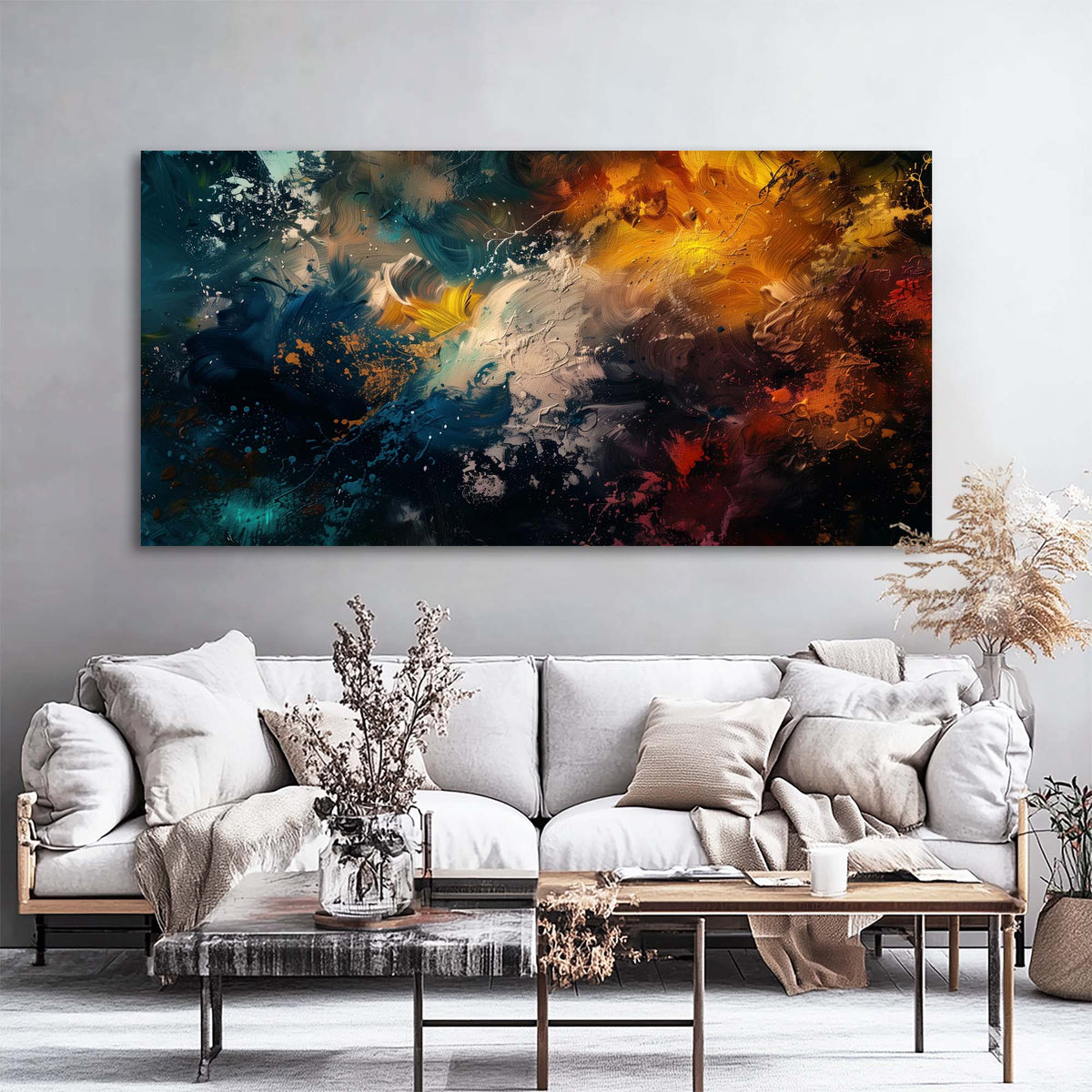 Navy Blue Abstract Wall Art for Living Room Canvas Painting Prints Art Deco Artwork Office Bedroom Decor