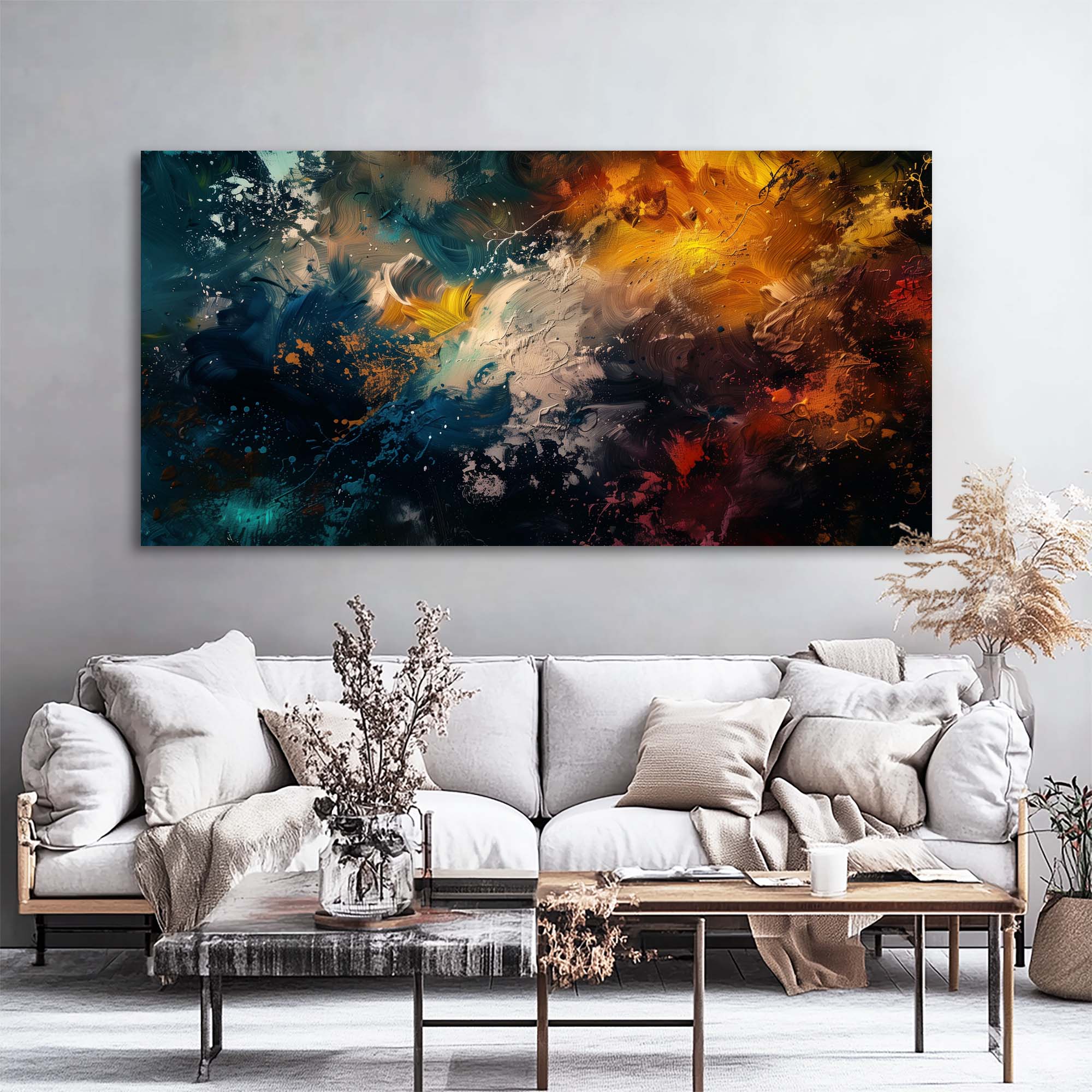 Navy Blue Abstract Wall Art for Living Room Canvas Painting Prints Art Deco Artwork Office Bedroom Decor