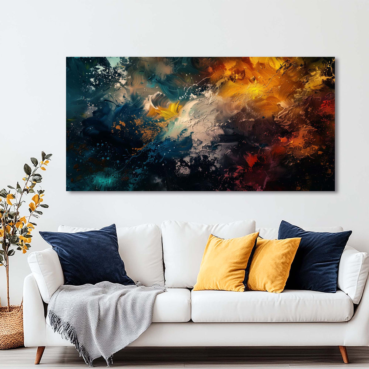 Navy Blue Abstract Wall Art for Living Room Canvas Painting Prints Art Deco Artwork Office Bedroom Decor