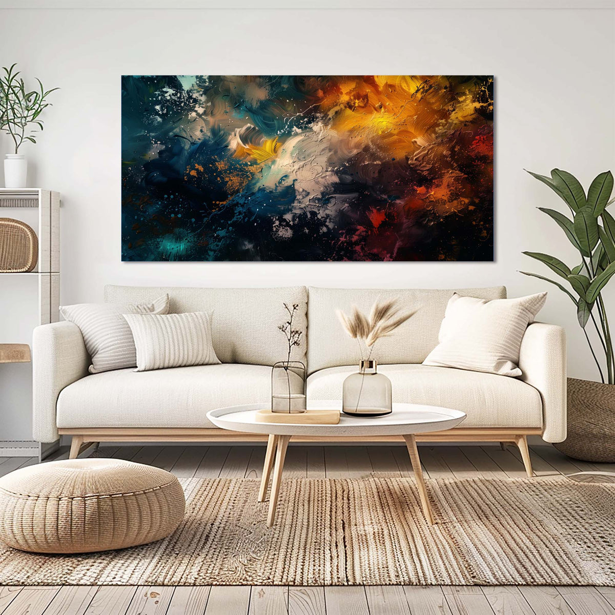 Navy Blue Abstract Wall Art for Living Room Canvas Painting Prints Art Deco Artwork Office Bedroom Decor