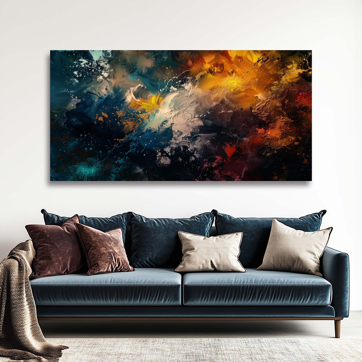 Navy Blue Abstract Wall Art for Living Room Canvas Painting Prints Art Deco Artwork Office Bedroom Decor