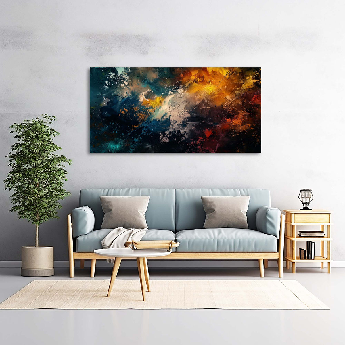 Navy Blue Abstract Wall Art for Living Room Canvas Painting Prints Art Deco Artwork Office Bedroom Decor