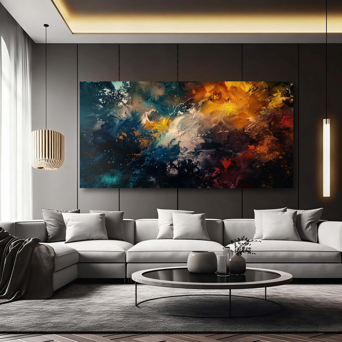 Navy Blue Abstract Wall Art for Living Room Canvas Painting Prints Art Deco Artwork Office Bedroom Decor