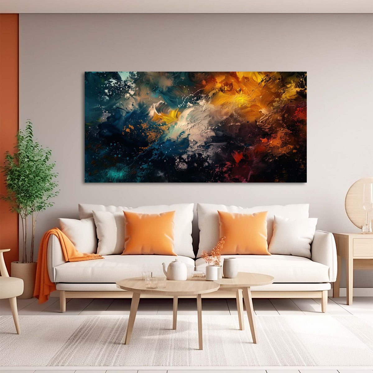 Navy Blue Abstract Wall Art for Living Room Canvas Painting Prints Art Deco Artwork Office Bedroom Decor